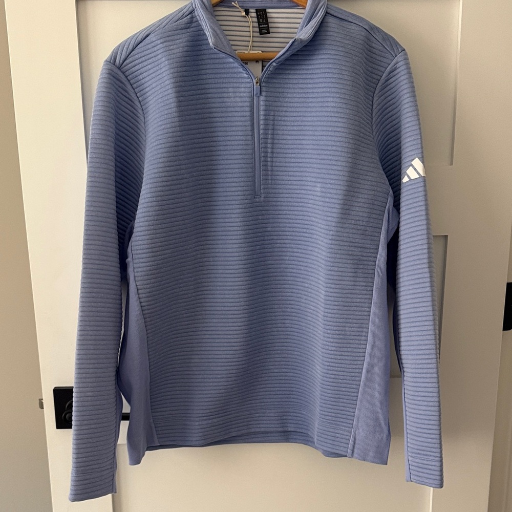 Adidas - Men’s Ultimate365 DWR Textured Quarter Zip - Blue Spark/White - L